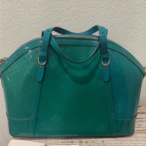 GUCCI MICROGUCCISSIMIA PATENT LEATHER SATCHEL - Picture 2 of 9